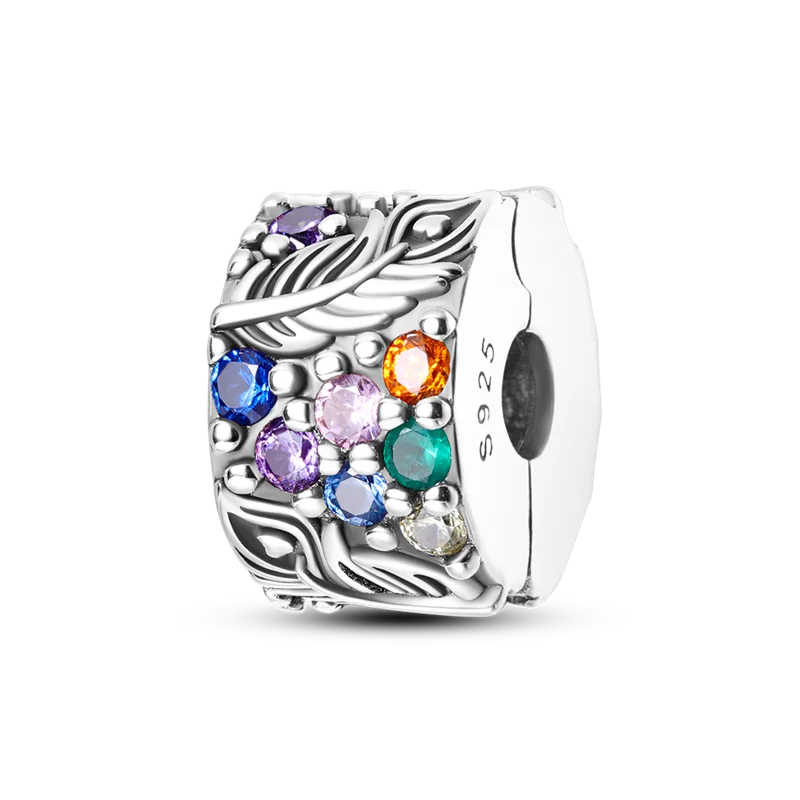 925 Sterling Silver Heart Shaped Warm Family Charm Beads Butterfly Flower Pendant