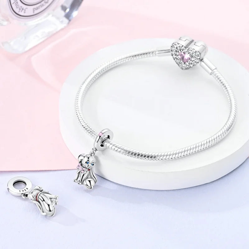 Cute Pet Kitten Puppy Sheep Charms | Fit 925 Original Pandora Bracelets | Colorful Zircon Beads DIY Jewelry Gift