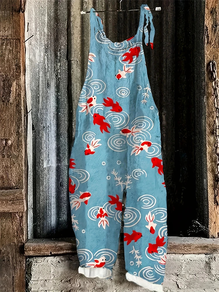Women’s Clover Print Jumpsuit – Loose Fit, Comfortable Breathable Plus Size Casual & Partywear One-Piece Outfit