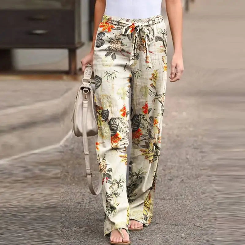 Women’s Print Joggers – Cotton Linen Casual Sweatpants for Autumn Elegant Streetwear