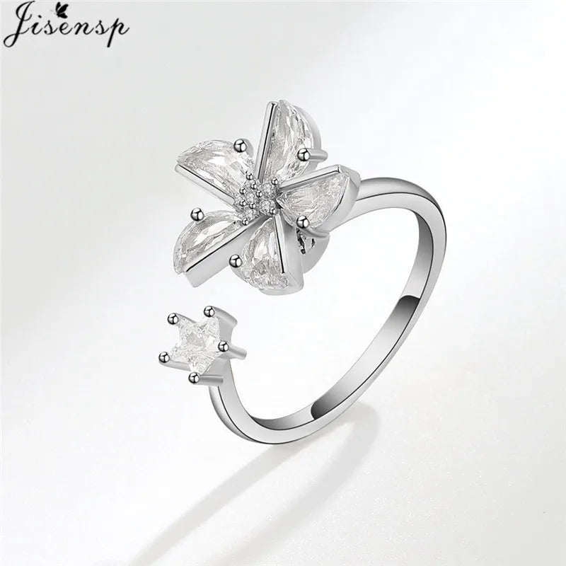 Luxury Fashion Fidget Spinner Ring | Crystal Planet & Butterfly Finger Ring for Women, Anti-Stress Jewelry