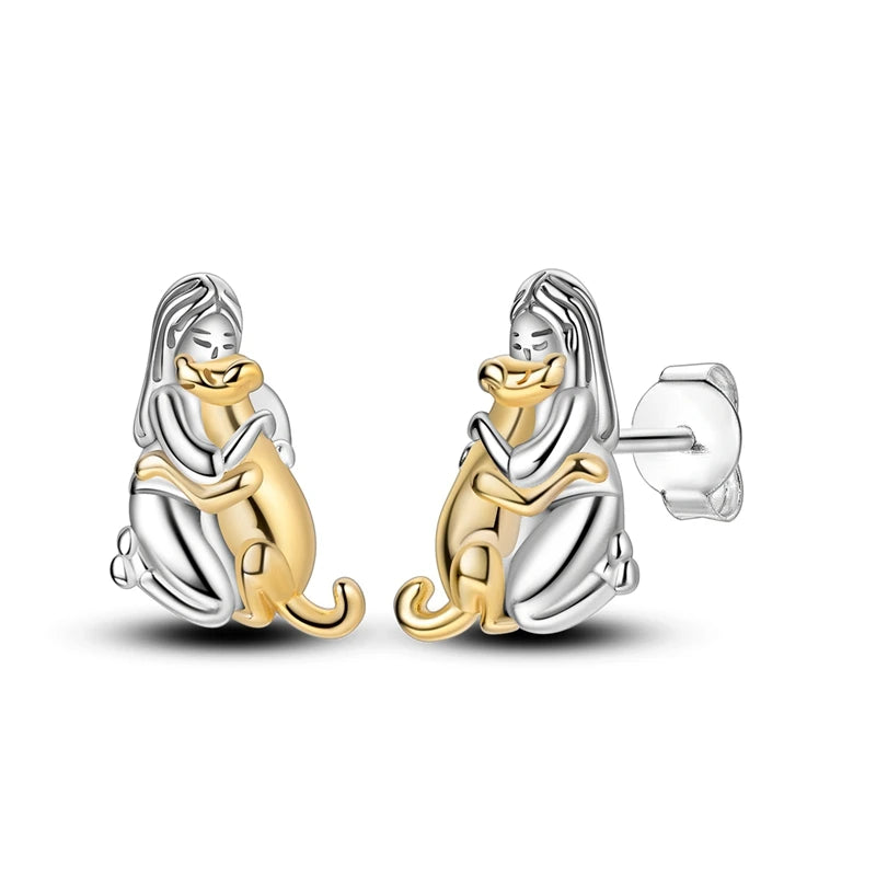 925 Sterling Silver Perfume & Fold-Eared Rabbit Hoop Earrings | Pave CZ Elegant Jewelry Gift for Women & Friends