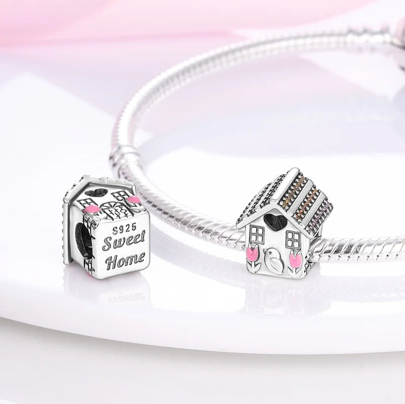 925 Sterling Silver Travel & Luggage Attractions Zircon Charm Beads | Fit Pandora Bracelet