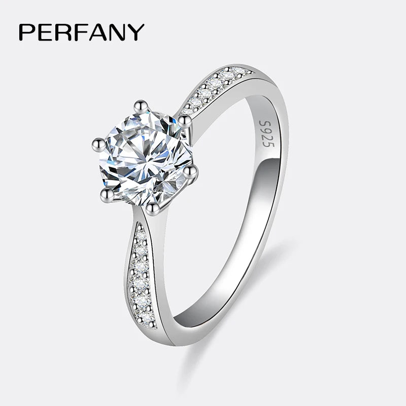 PERFANY 0.5–3CT Moissanite Ring S925 Silver | Women’s Sparkling Engagement & Wedding Jewelry