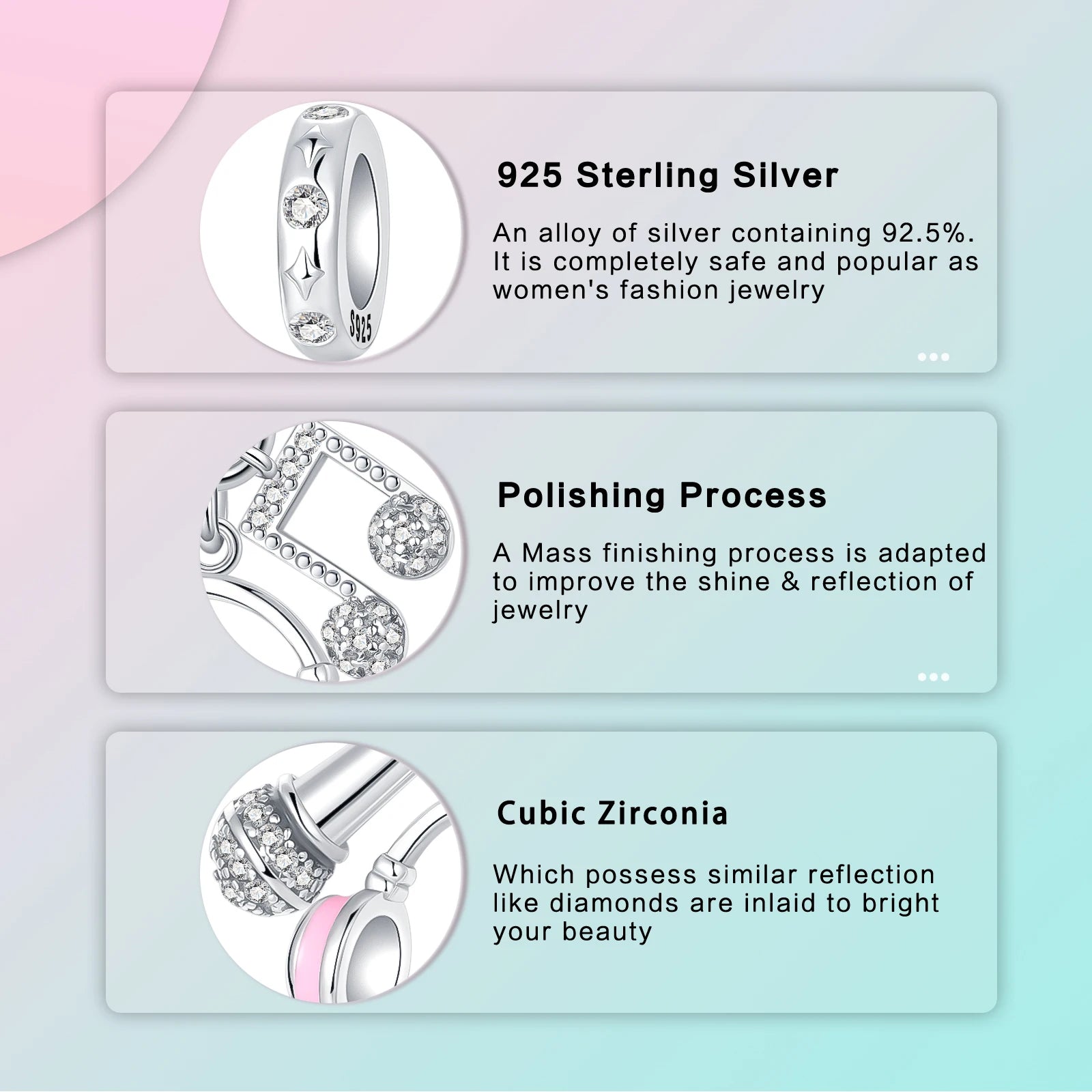 925 Sterling Silver Pink Earphones & Microphone Music Note Pendant Charm – Women’s DIY Bracelet Jewelry Gift