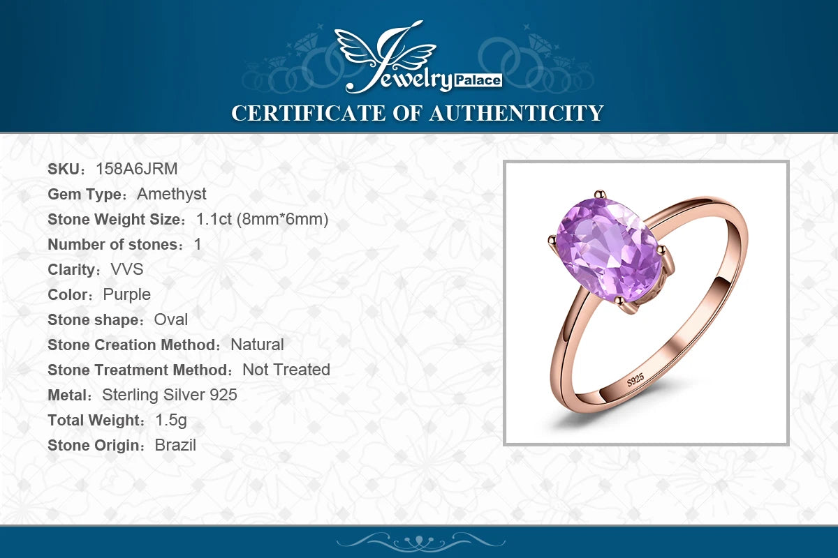 JewelryPalace 925 Sterling Silver Oval Gemstone Ring for Women | Rose & Yellow Gold Plated Amethyst Citrine Garnet Topaz Peridot Ring