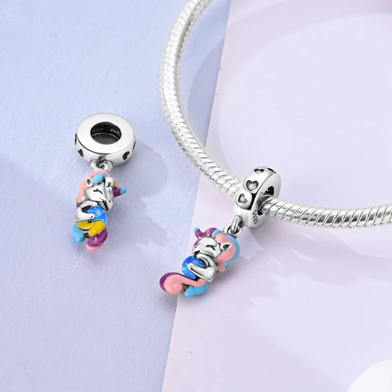 925 Sterling Silver Colorful Luminous Charms | Shell Turtle Star Beads