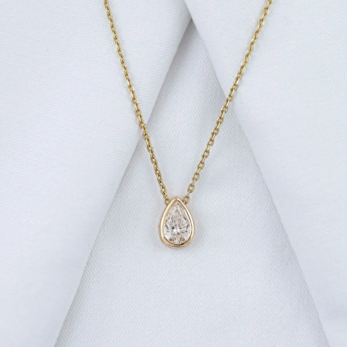 KNOBSPIN 1-4CT Pear Cut Moissanite Necklace – S925 Sterling Silver Solitaire Pendant for Women