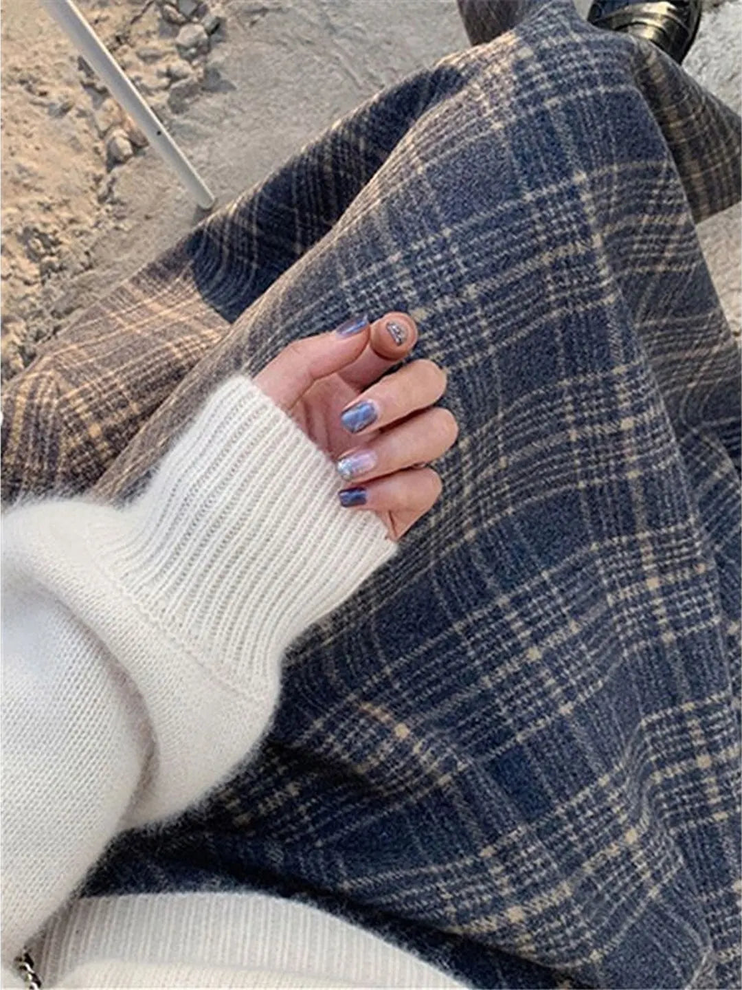 Retro Plaid  Skirt Women's Autumn Winter New A-Line Umbrella Skirt Wrap around Mid-Length Small Size f-length Skirt