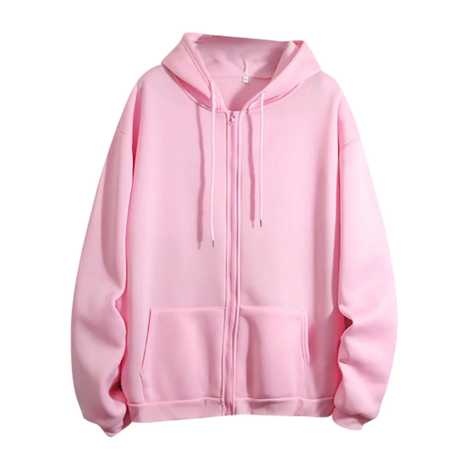 Spring Autumn Women Solid Color Hooded Sweatshirt Coat | Zipper Pocket Hoodie Jacket | Casual Outerwear Femme