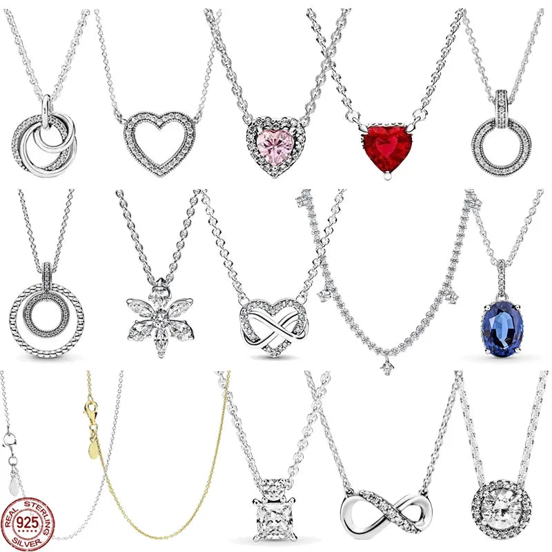 925 Sterling Silver Shiny Round Heart Necklace | Classic Elegant Charm Jewelry Gift for Women