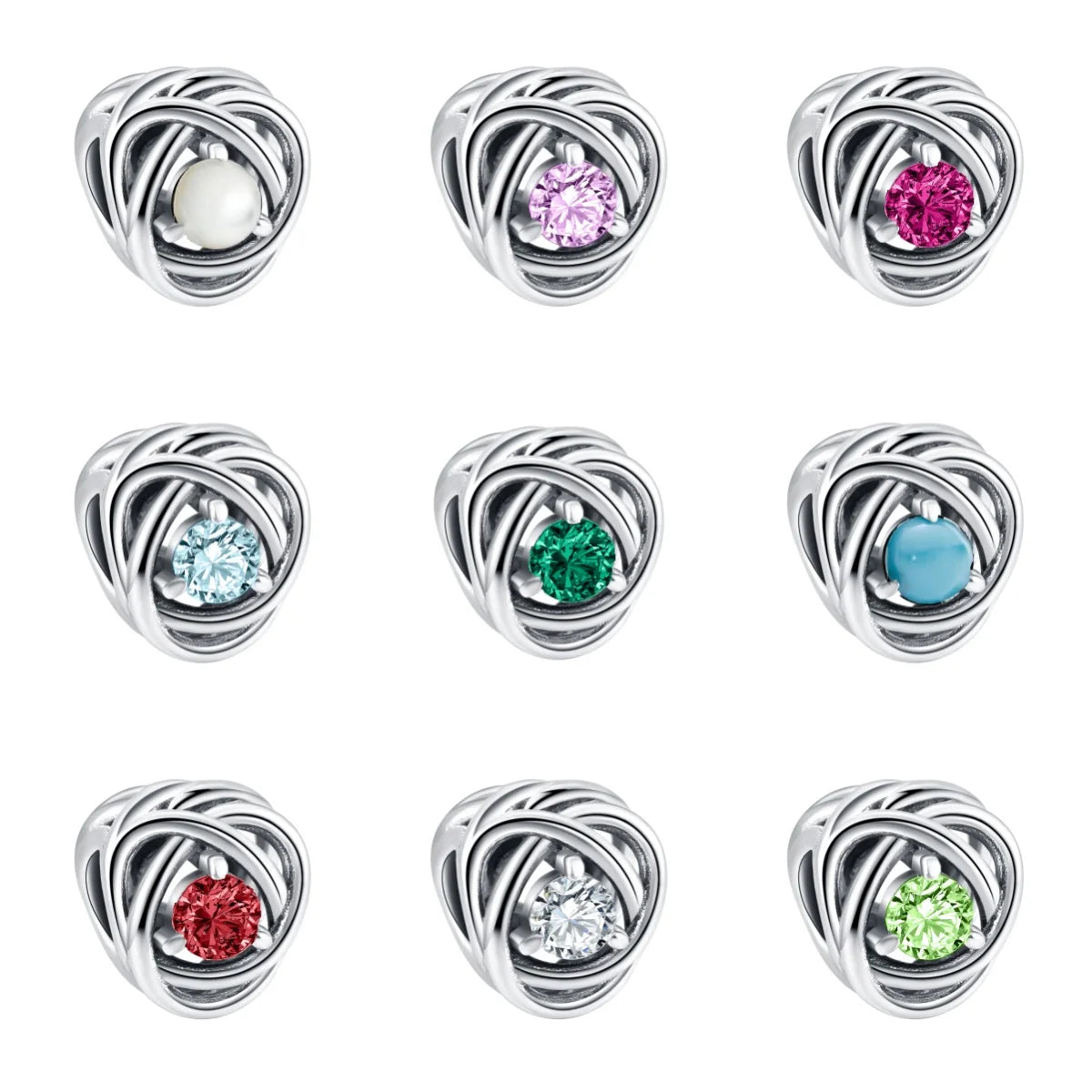 New 925 Sterling Silver Birthstone Beads | Crystal Eternity Circle Charm for Original Bracelets & Necklaces DIY Jewelry