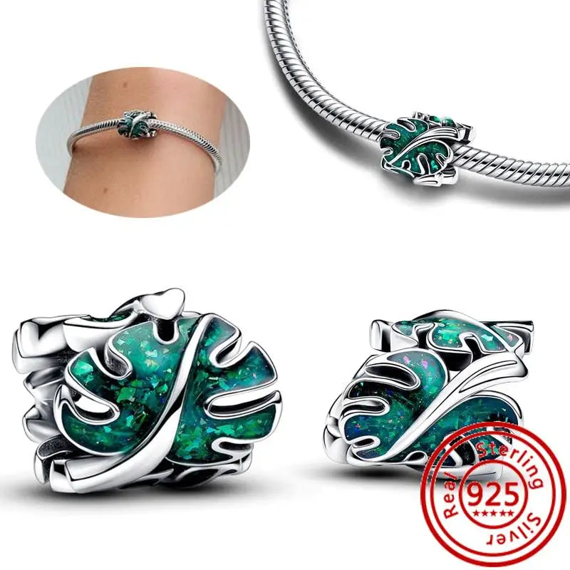 New 925 Sterling Silver Forever Always Love Murano Glass Beads | Sparkling Lucky Charms for Original Pantaro Bracelets DIY Jewelry