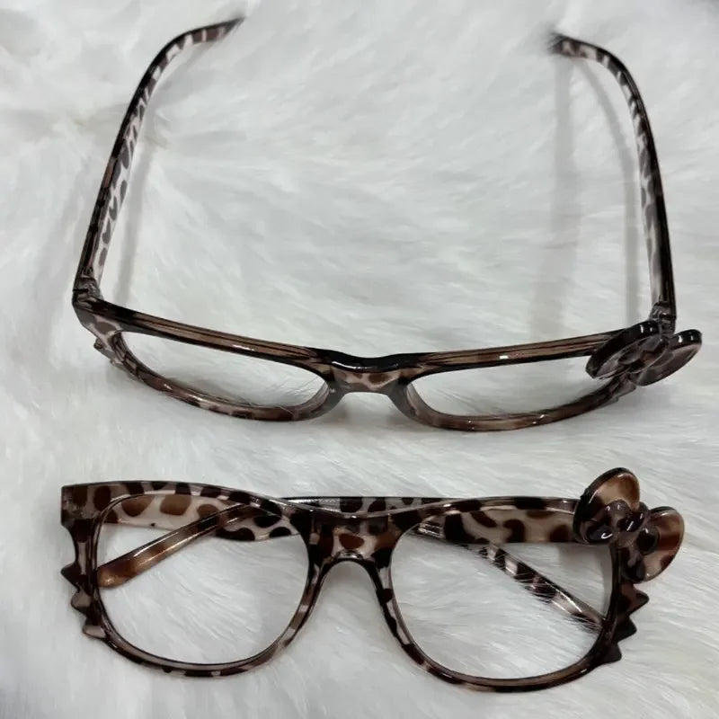 Y2K Leopard Print Eyeglass Frame – Anime Kawaii Retro Glasses | Cartoon Cute Decorative Eyewear Toys