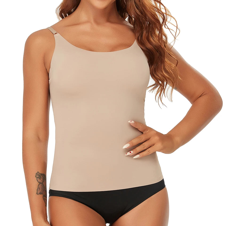 Seamless Shapewear Tank Top Camisole – Women’s Tummy Control Smooth Compression Vest in Nude & Black