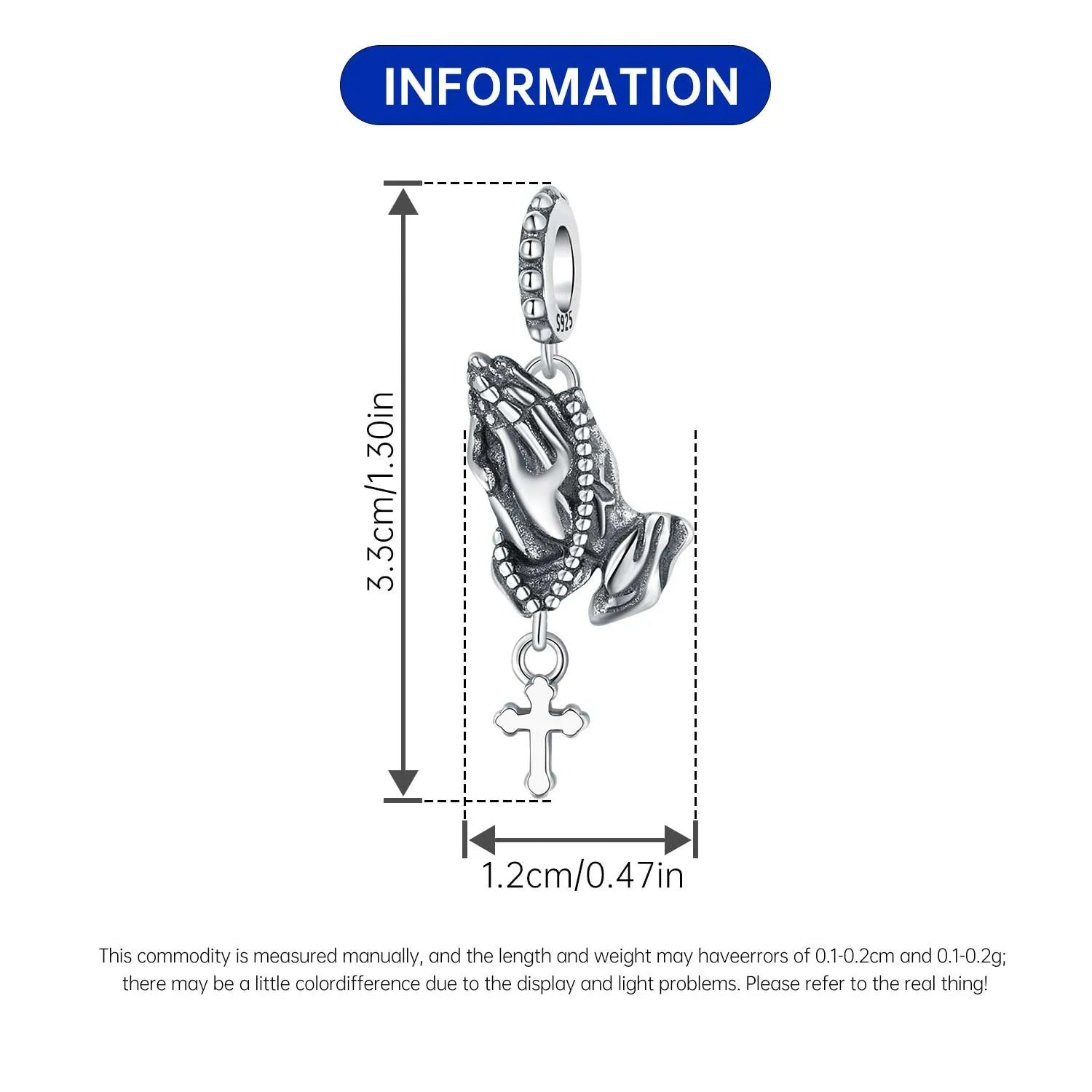 925 Sterling Silver Jesus Religious Symbol Charm Bead | Faith Pendant for Original Bracelet DIY Jewelry Gift