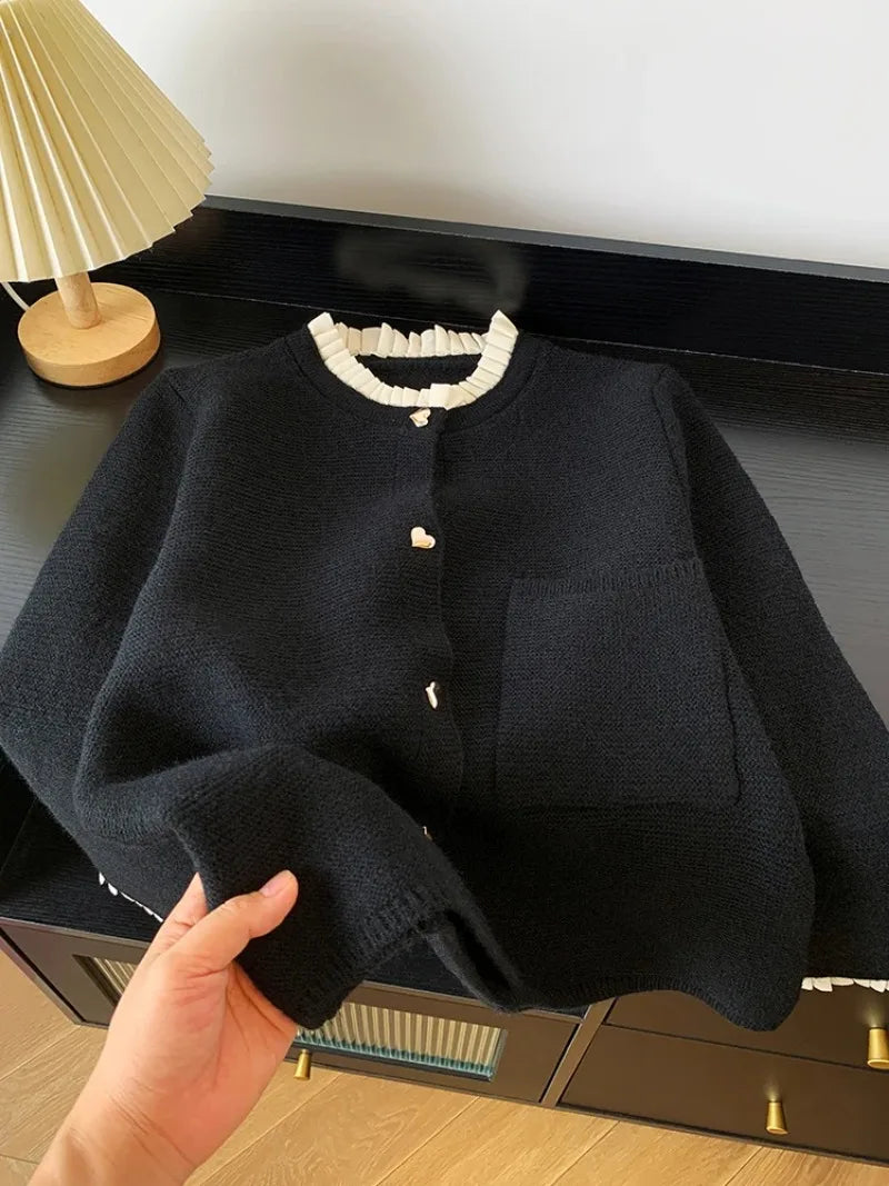 Love Button Knitted Cardigan – Lazy Style Sweet Fashion Sweater Jacket for Women | 2024 Autumn New