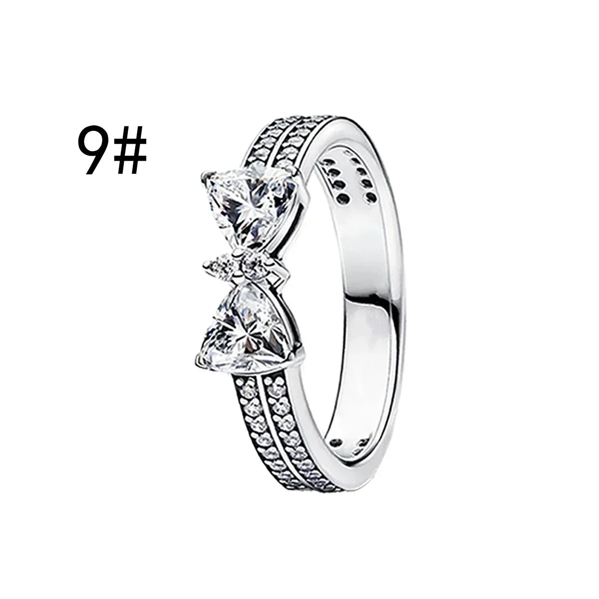 925 Sterling Silver Colorful Bow Necklace Ring Earring Set Crystal Jewelry for Women Gift