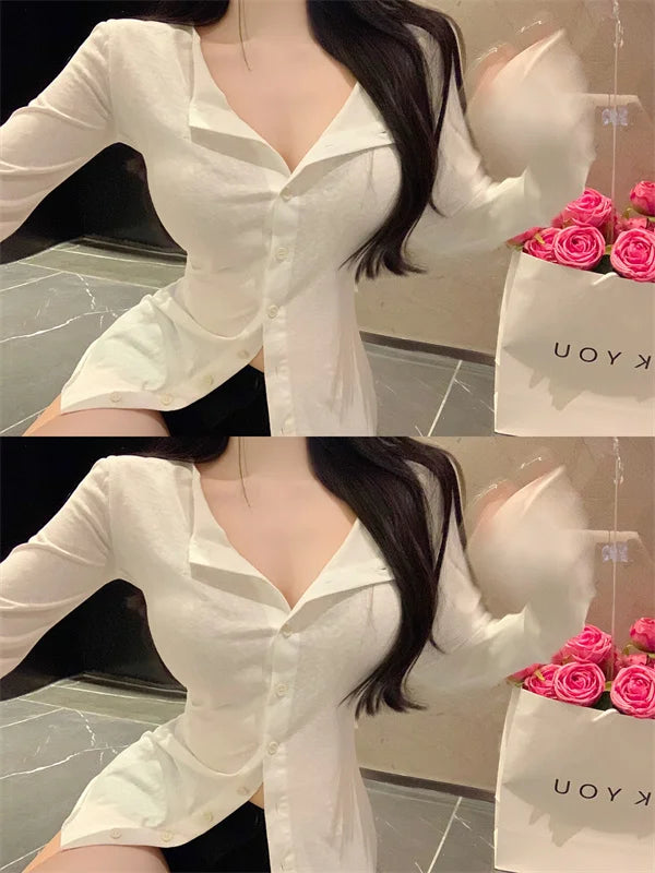 Women's Slimming Long Sleeve Cardigan | Korean Style Open Front Coat | Autumn Fashion Casual Outerwear