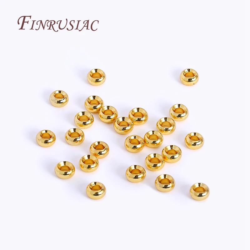 18K Gold Plated Roundel Spacer Beads – 2 Sizes Brass Metal Loose Beads for DIY Bracelet & Jewelry Making Accessories