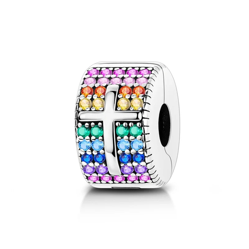 Silver Clasp 925 Sterling Silver Round Daisy Charm Beads | Safety Chain Pendant for Original Bracelets Jewelry