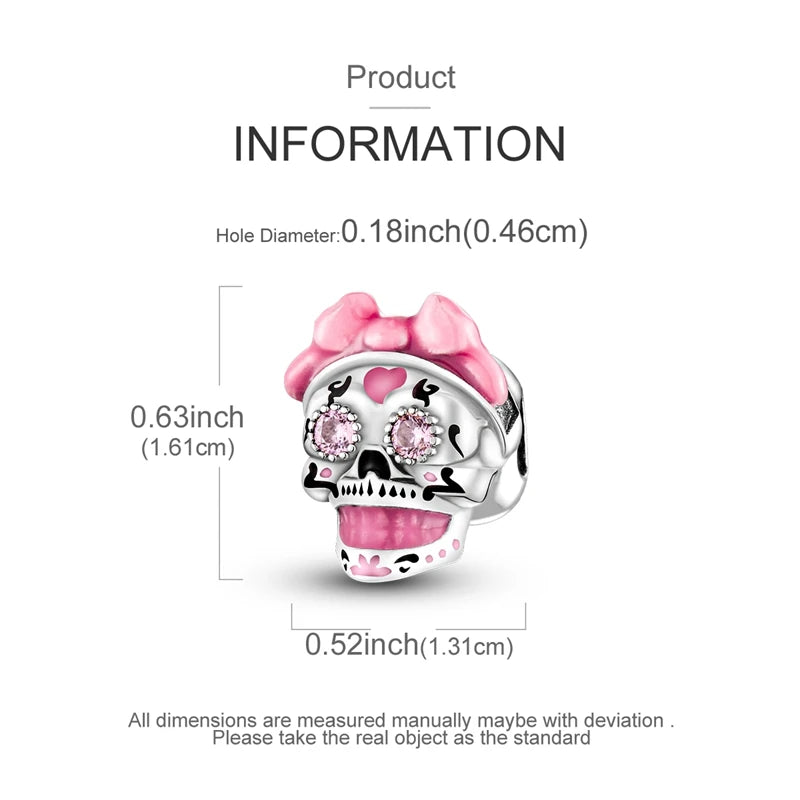 Halloween 925 Sterling Silver Charms | Pumpkin Skeleton Witch Bat Beads for Bracelet DIY Jewelry