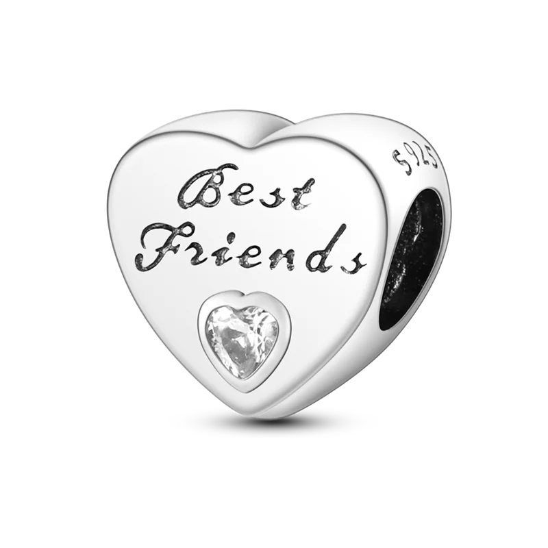 925 Sterling Silver Colorful Charms – Rose, Crown, Rainbow & Heart Dangle Beads Fit Pandora Bracelet & Necklace