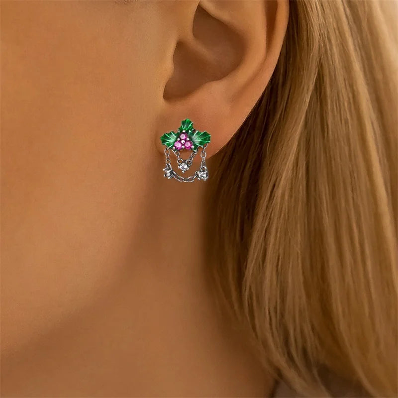 S925 Silver 🎄 Christmas Bell & Flower Earrings 💎 Holiday Gift for Women
