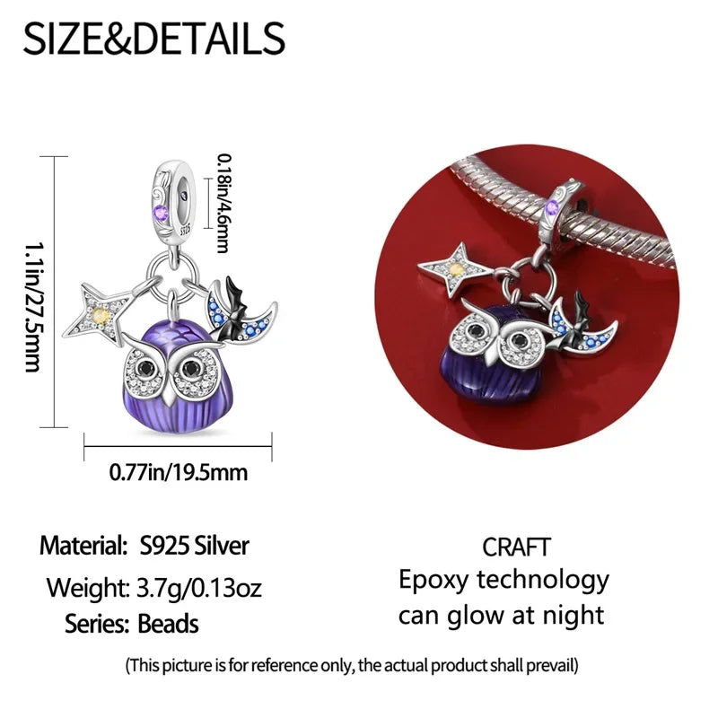 925 Sterling Silver Halloween Luminous Skull & Pumpkin Charms | Fits Original Pandora Bracelet | Party DIY Jewelry Gift
