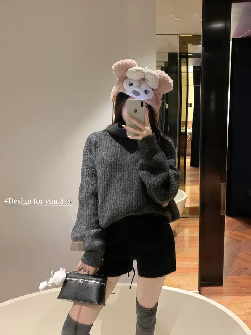 High Waist Knitted Wool Wide-Leg Pants for Women – Autumn Casual Straight Bootcut Trousers