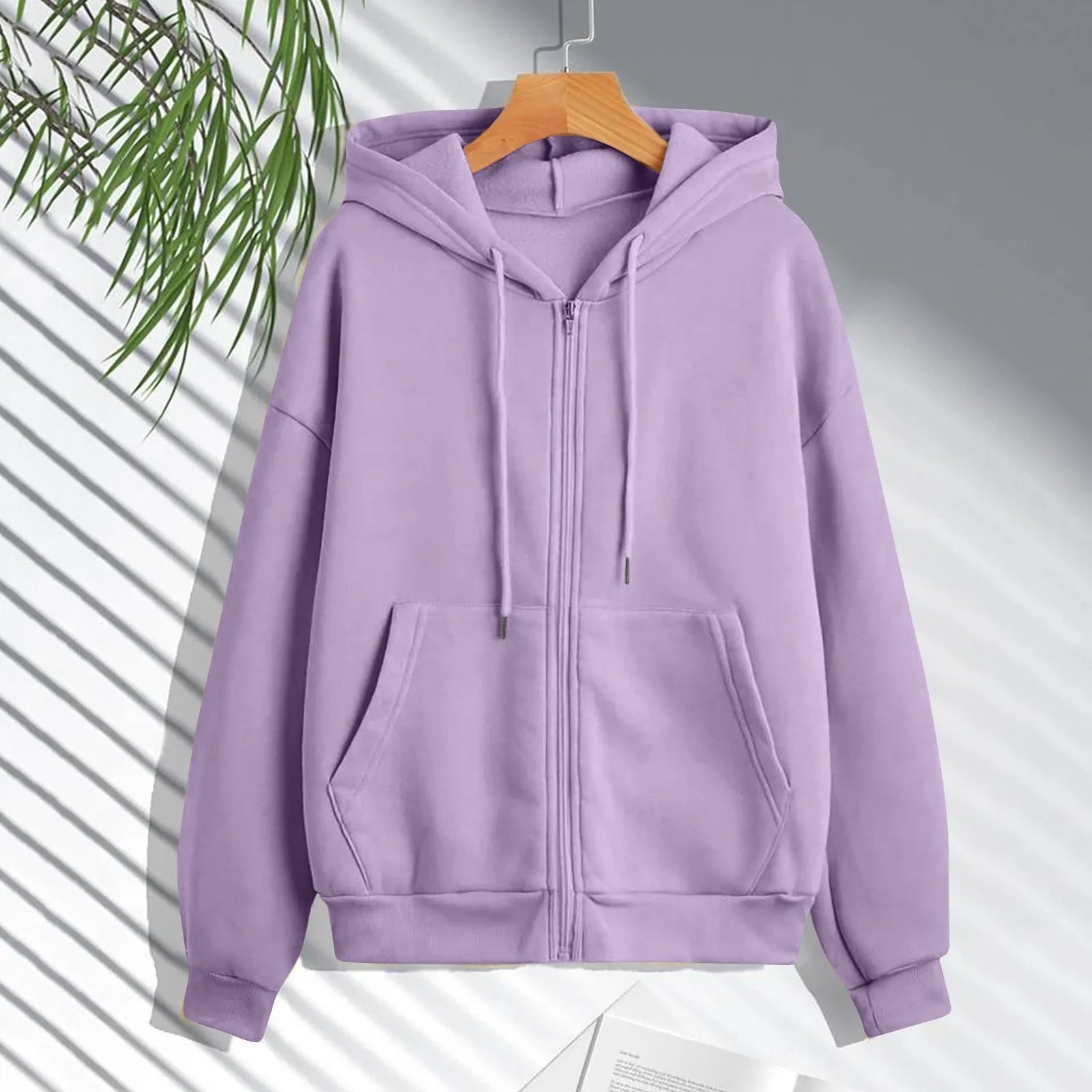 Autumn & Spring Women’s Zip Up Hoodie | Korean Style Casual Drawstring Sweatshirt Cardigan