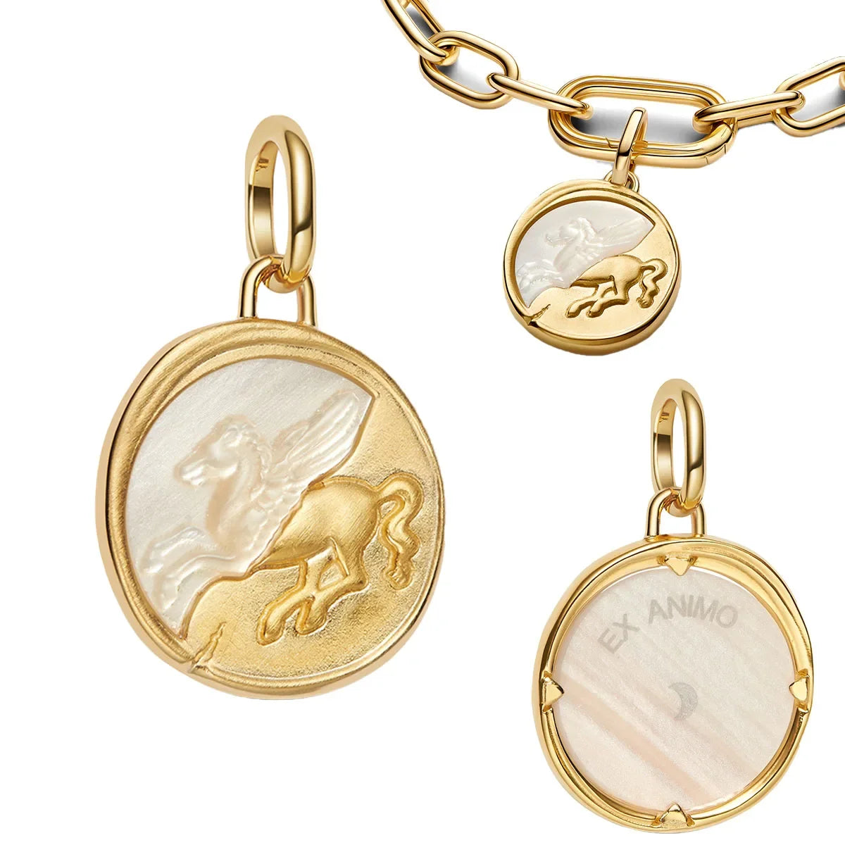 925 Sterling Silver Golden Charms – Horse, Lion, Castle Beads for Bracelet & Necklace DIY Jewelry