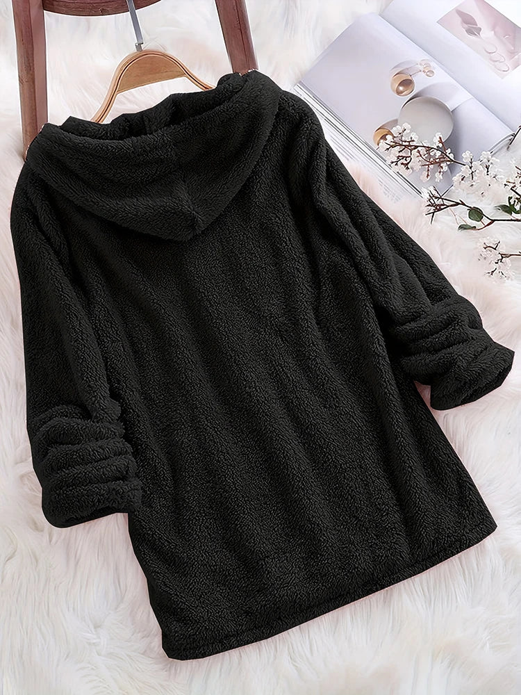 Women’s Fleece Solid Color Hoodie | Warm Casual Hooded Sweatshirt for Autumn & Winter 2024