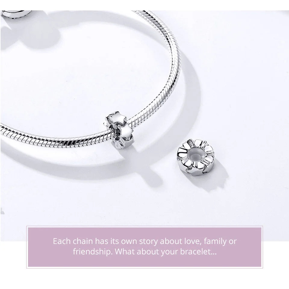 BAMOER 925 Sterling Silver Star of David Pendant | Polished Hexagram CZ Bead | Fits Original Bracelet DIY Jewelry Accessories