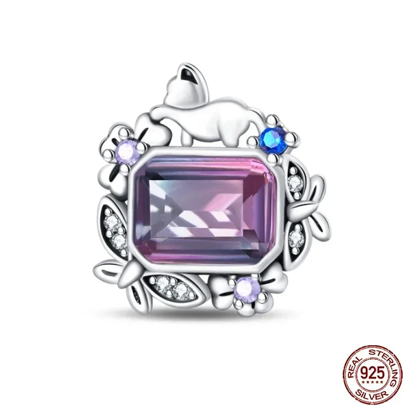 925 Sterling Silver Classic Purple Retro Heart Charm | Lotus Angel Beads for Bracelet & Necklace DIY Jewelry