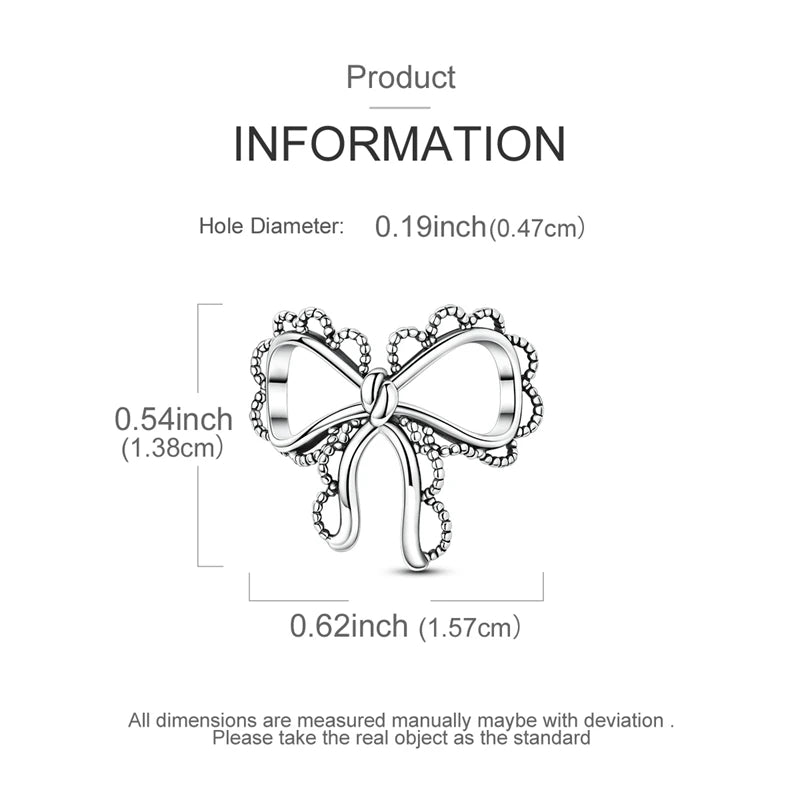 MULA 925 Sterling Silver Bow Charm | Fits Original Snake Chain Bracelet DIY Women’s Fine Jewelry Gift