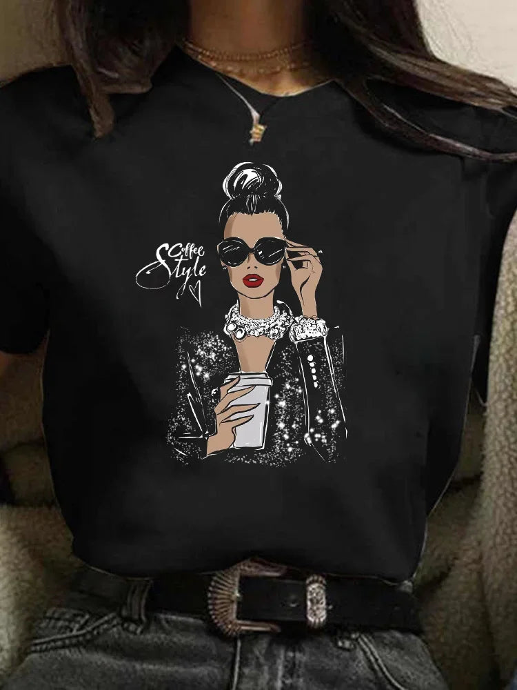 Maycaur Women's Graphic Printed T-Shirt | Korean Harajuku Short Sleeve Top | Fashion Casual Summer Tee