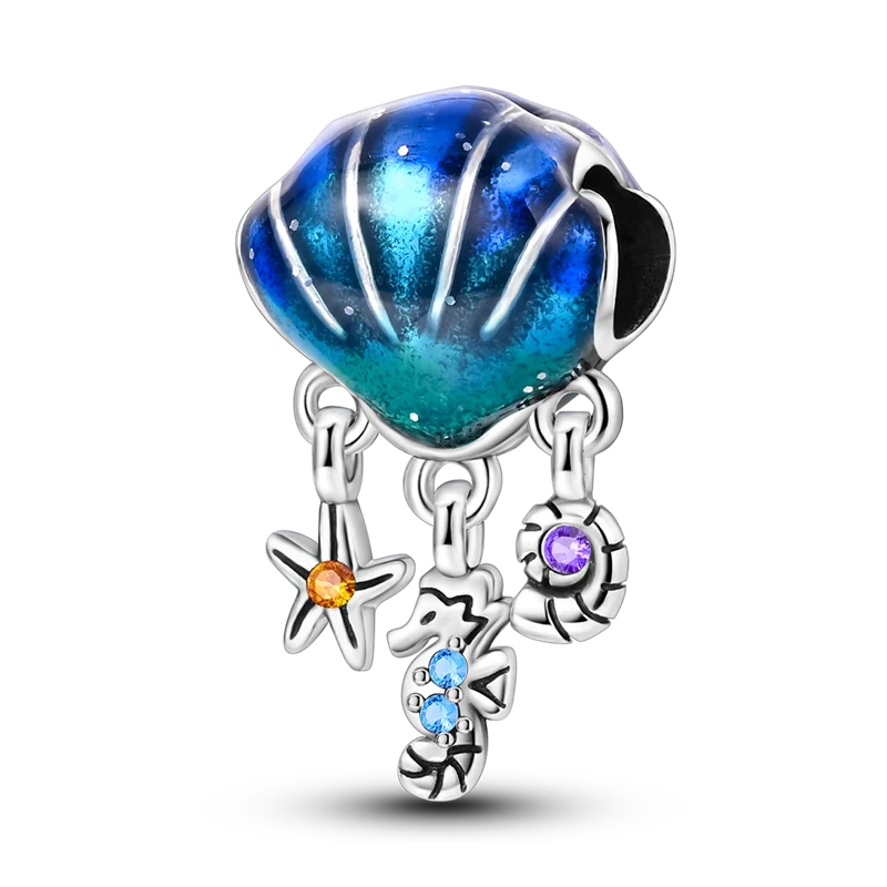 925 Sterling Silver Summer Ocean Collection Charms | Dangle Beads for Women Lover DIY Fine Jewelry Gift