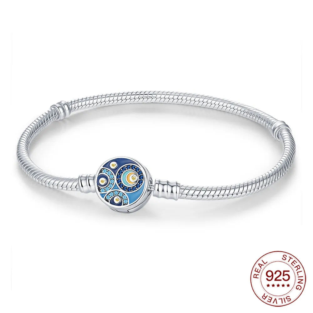 925 Sterling Silver Drop Rubber Bracelet | Love Butterfly & Clover Charm for Women’s DIY Jewelry & Gift