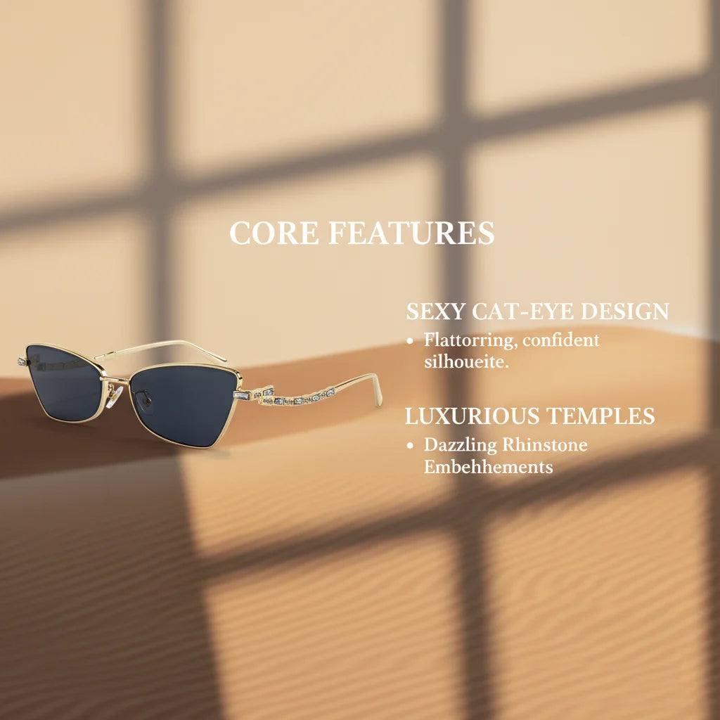 Small Frame Sexy Cat Eye Sunglasses for Women 2025 – Luxury Brand Metal Rhinestone Sun Glasses | UV400 Outdoor Shades