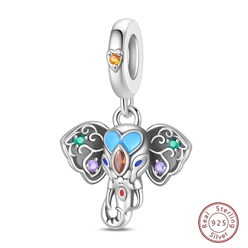 925 Sterling Silver Animal & Love Charms | Cat, Elephant, Bear, Swan & Easter Egg Beads Fit Original 3mm Bracelets DIY Jewelry