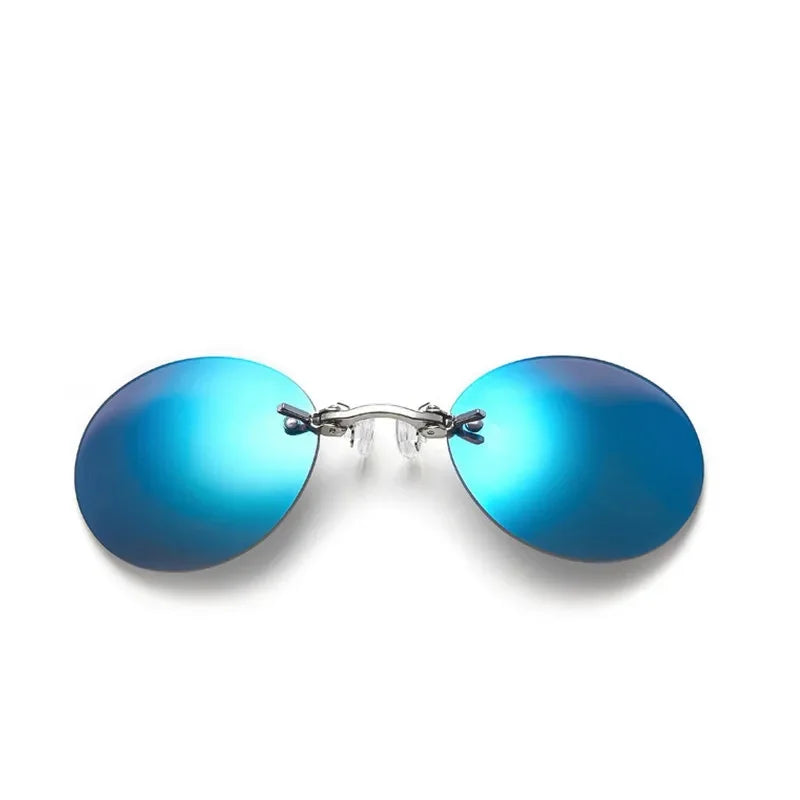 CRIXALIS Round Rimless Sunglasses Men – Matrix Morpheus Clamp Nose Mini Frameless UV400 Brand Design Glasses
