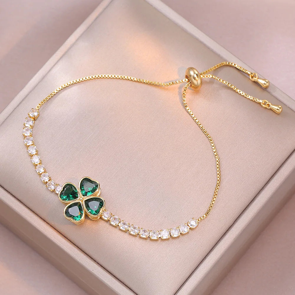 Multicolor Heart Charm Bracelet 💖 Titanium Steel Rhinestone Jewelry