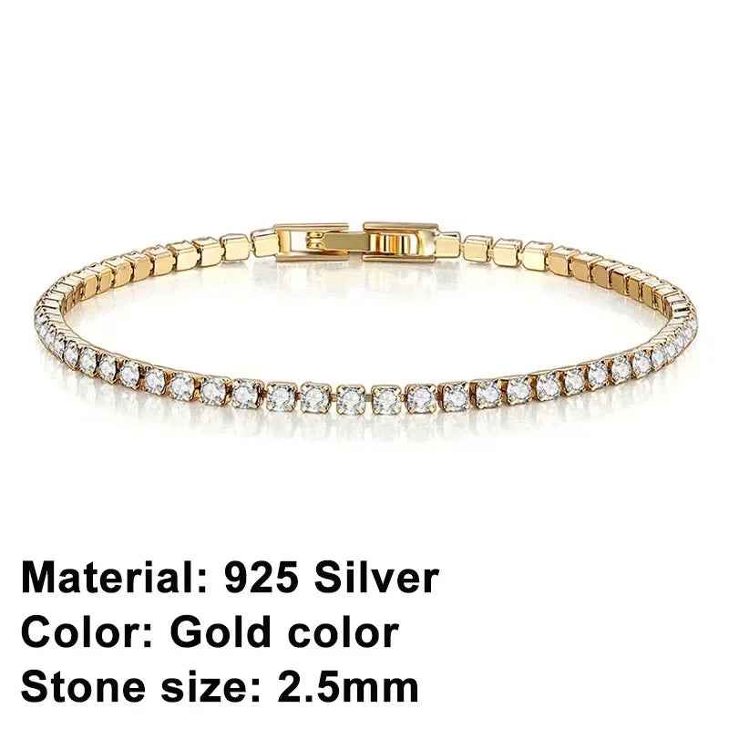 925 Sterling Silver Rose Gold Tennis Bracelet | Sparkling Cubic Zirconia Luxury Crystal Jewelry for Women