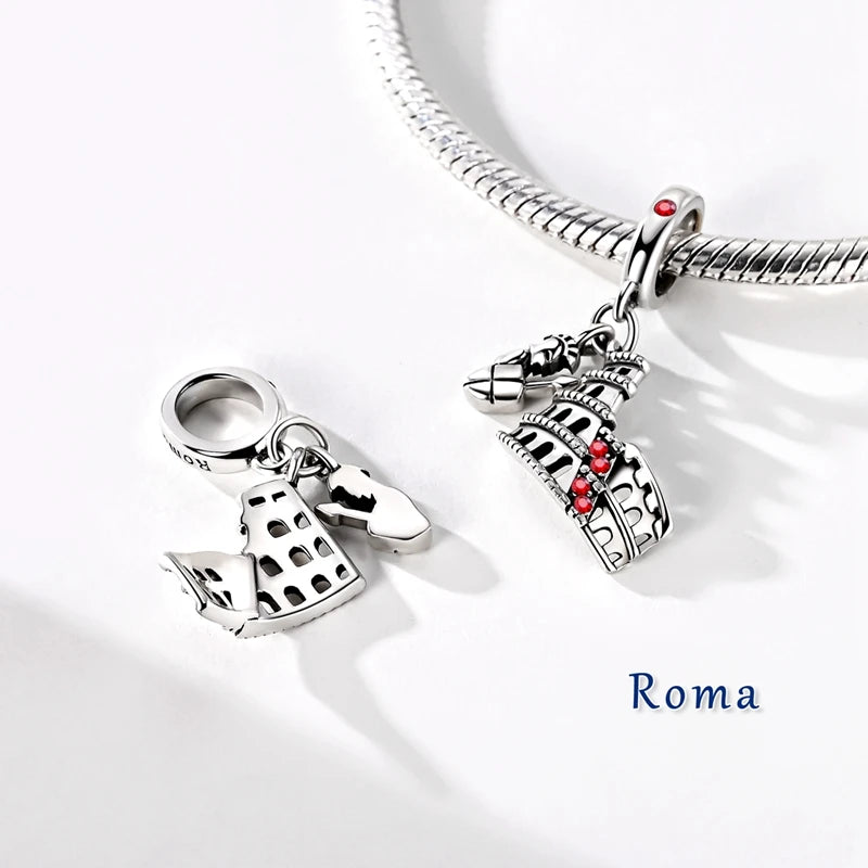 925 Sterling Silver Travel Charms | London Big Ben Eiffel Tower Bead