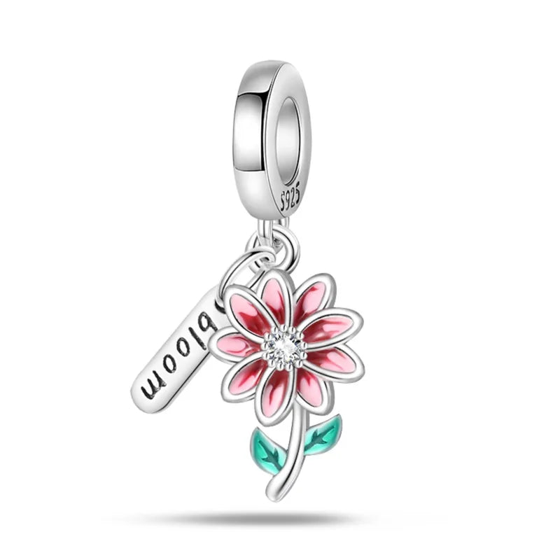 2025 925 Silver Daisy Tulip Pansy Flower Charms Bead | Fit 3mm Original Bracelets DIY Jewelry Gift
