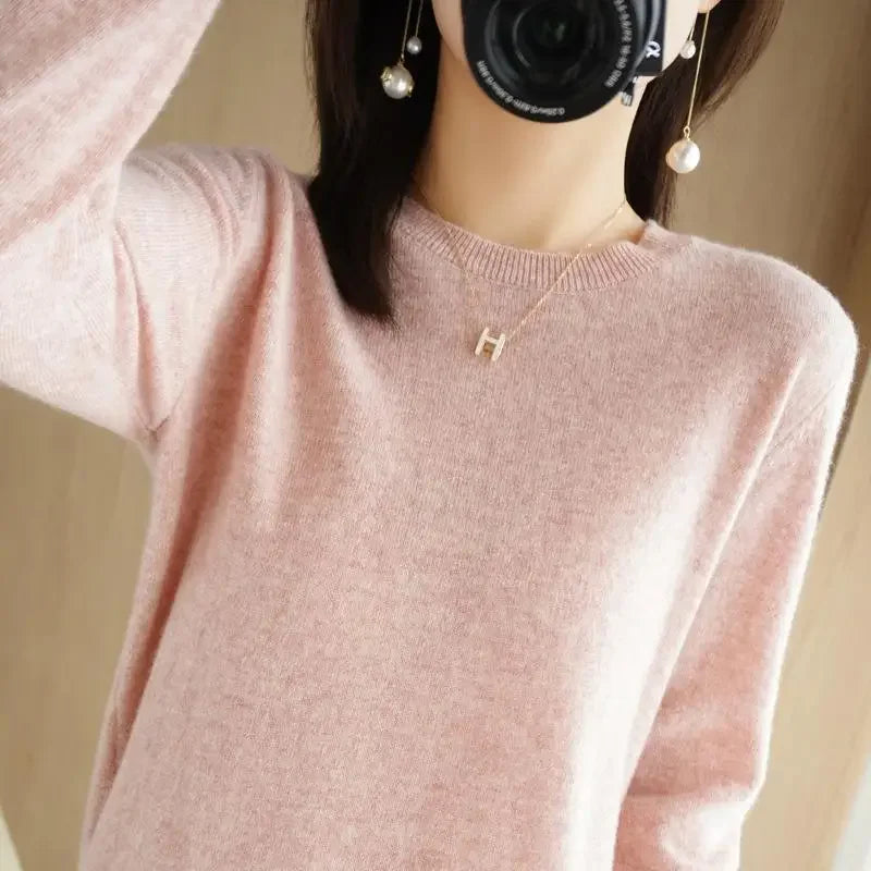 2025 Women Sweater Korean Fashion – Spring Autumn Long Sleeve O-Neck Knitwear Soft Warm Pullovers Bottoming Shirts