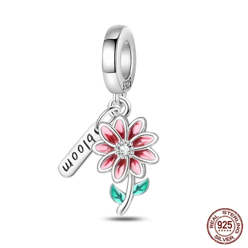 925 Sterling Silver Classic Purple Retro Heart Charm | Lotus Angel Beads for Bracelet & Necklace DIY Jewelry