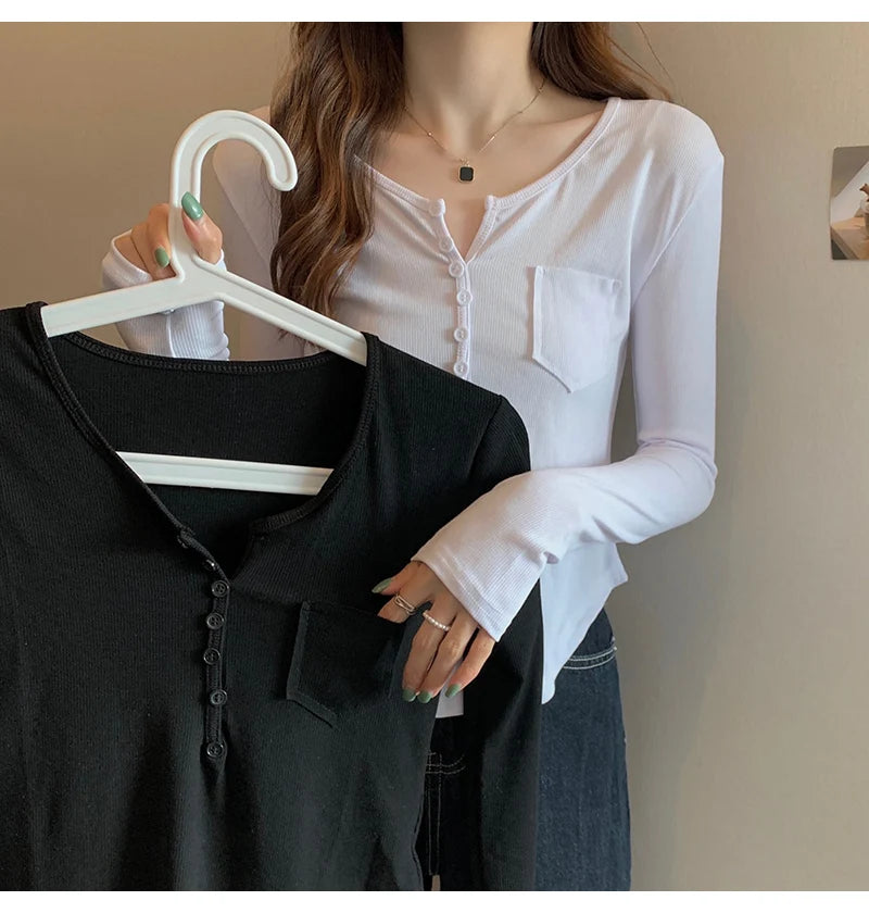 ✨ Plus Size Irregular Hem T-Shirt 👚 Long Sleeve Korean Style Top 🍁 Casual Spring Autumn Commute Wear