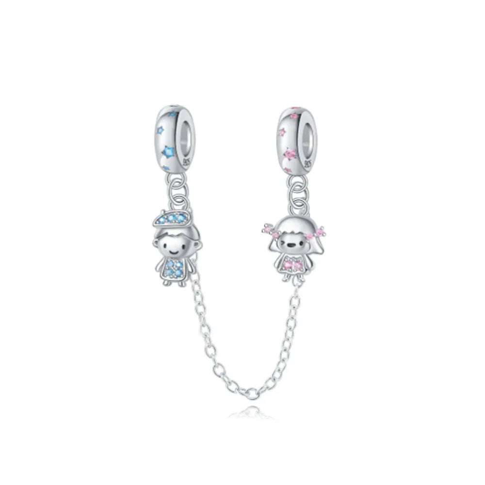 925 Sterling Silver Butterfly, Moon & Life Tree Safety Chain | Fits Original Bracelet DIY Jewelry Accessory